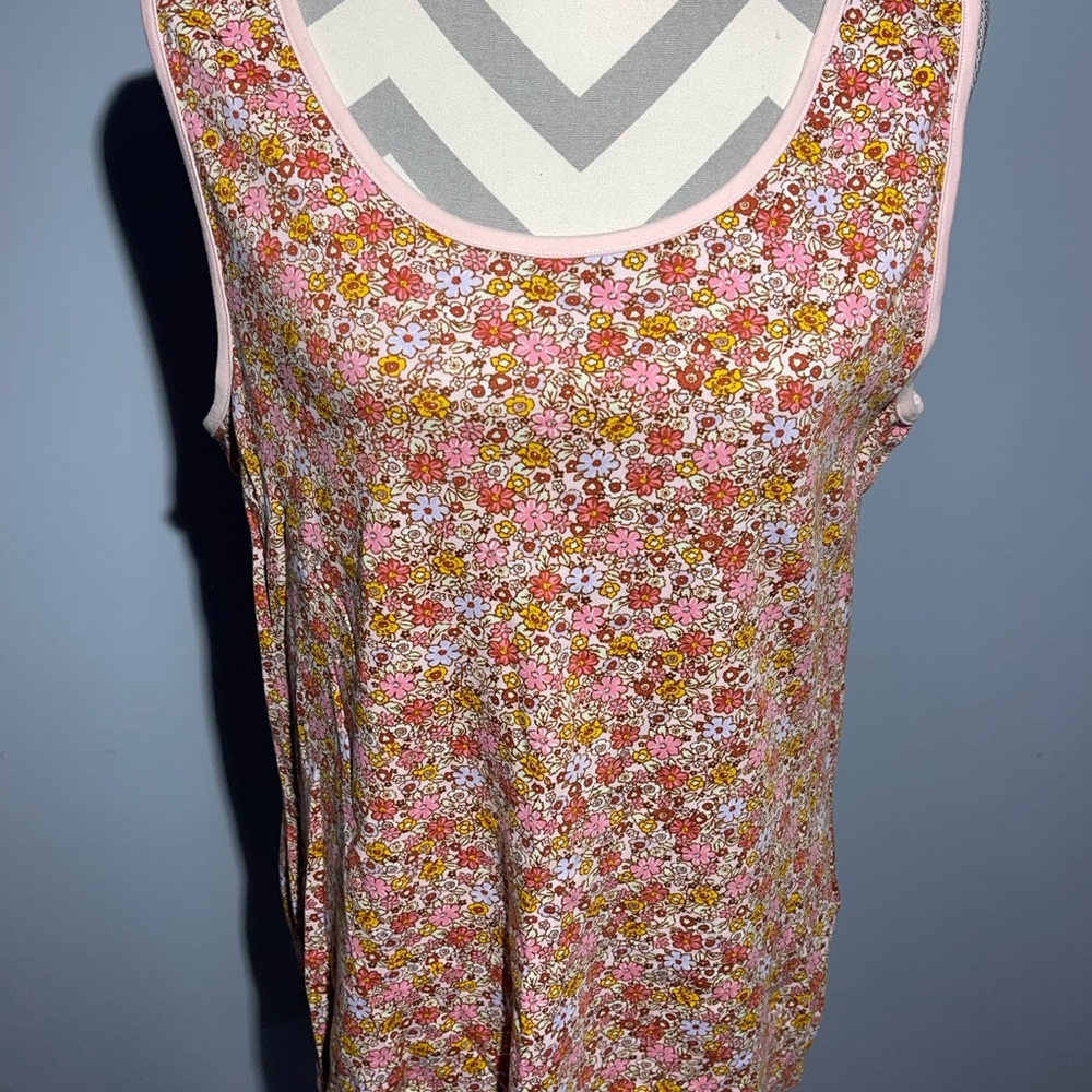 Lands' End Floral Tank Top - Pink and Yellow